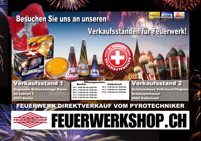 Feuerwerks-Direktverkauf in Buchs und Volketswil!